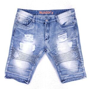 Trillnation Jean Shorts Denim Cotton Mens SZ 38 Blue Straight VTG Baggy 90s Y2K